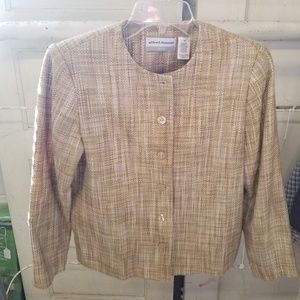 Vintage Alfred Dunner 6P Gold Tweed Jacket Blazer